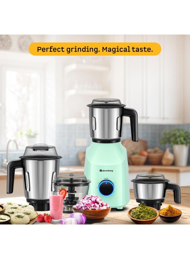 Atomberg Yulia 750 Watt Mixer Grinder | 4 Multipurpose Jars including Chopper Jar | Coarse Mode for Silbatta-like Textures | Powerful Intelligent Motor | Advanced Safety Features | Frosty Mint - Image 5